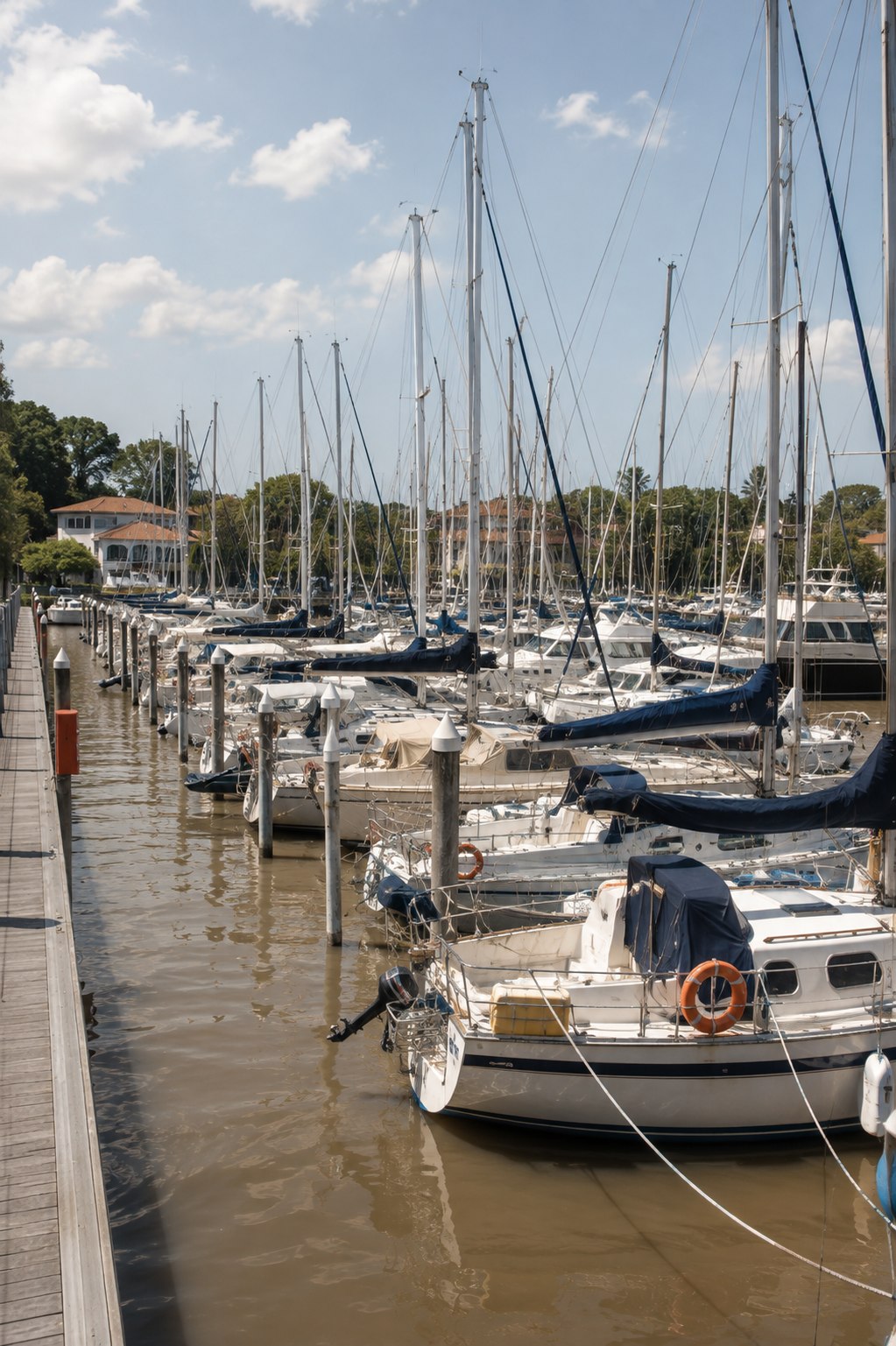 Barcos amarrados en un puerto de Zona Norte